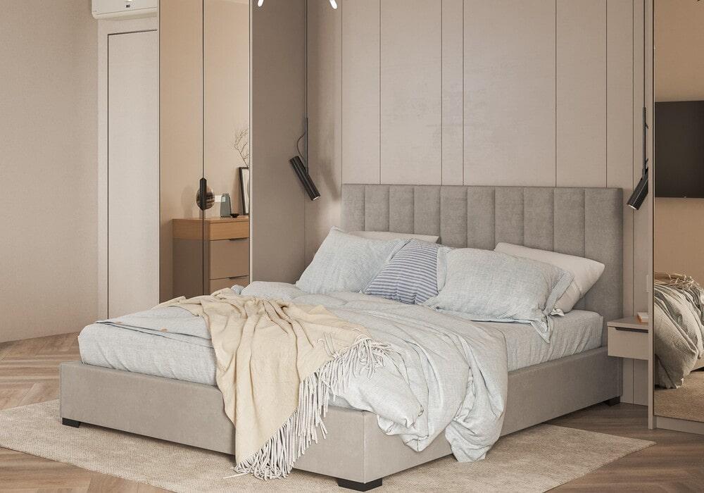 Ліжко двоспальне Амелія, двоспальне ліжко з м'яким узголів'ям для спальні Шик Галичина, фото 1