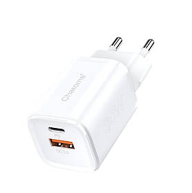 МЕРЕЖЕВИЙ ЗАРЯДНИЙ ПРИСТРІЙ CHAROME C11 PURE PD+QC 3.0 30W CHARGER WHITE