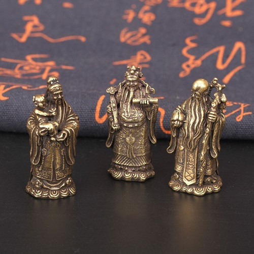 Вінтажні ретро-міні статуетки буди три бога благодарні багатство настільна прикраса фен-шуй, фото 1