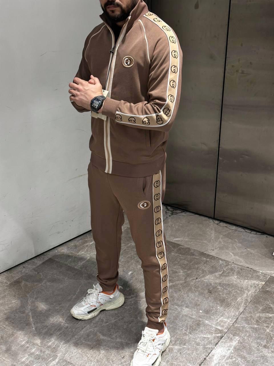 Чоловічий спортивний костюм Gucci D11377 коричневий S, фото 1