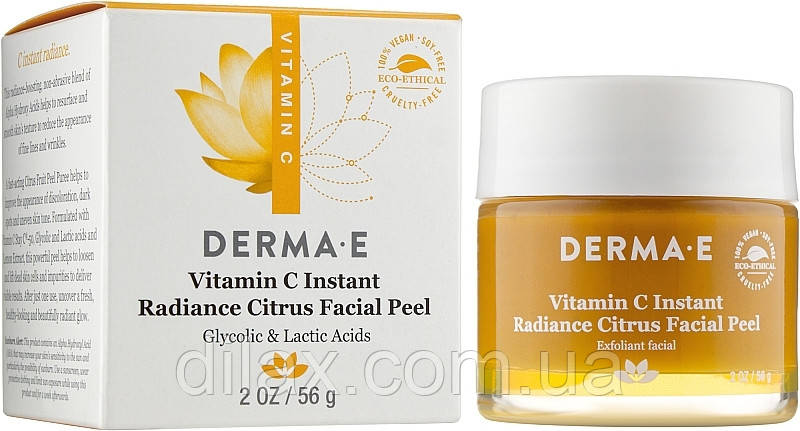 УЦЕНКА Осветляющий пилинг для лица цитрусовый - Derma E Vitamin С Instant Radiance Citrus Facial Peel * 56g - фото 2 - id-p1925815402
