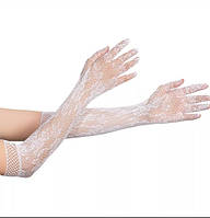 Мереживні рукавички довгі. Білі (p1010-white)