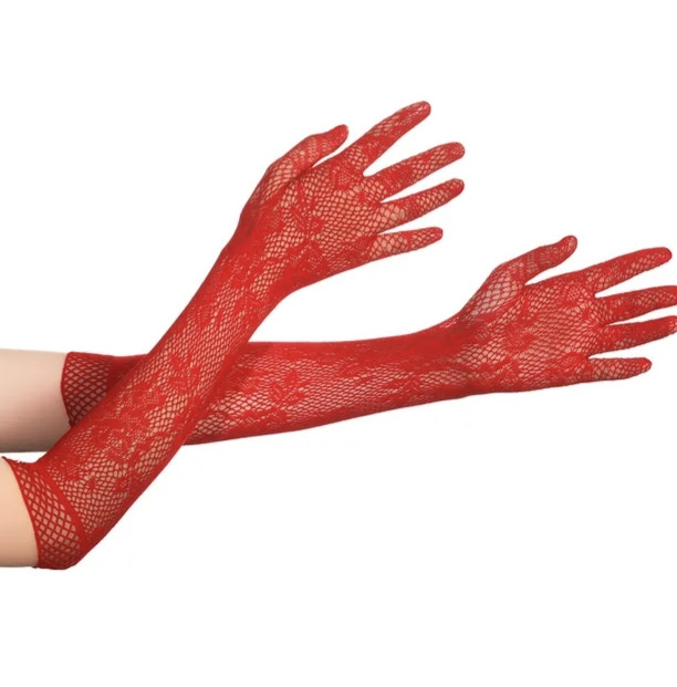 Мереживні рукавички довгі. Червоні (p1010-red)
