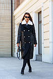 Жіноче зимове комбіноване пальто ПВ-323 чорний, розміри 42-56, фото 2