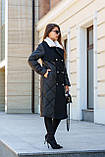 Жіноче зимове комбіноване пальто ПВ-323 чорний, розміри 42-56, фото 5