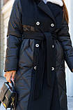 Жіноче зимове комбіноване пальто ПВ-323 чорний, розміри 42-56, фото 9