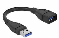 Кабель пристроїв-подовжувач Delock USB3.0 A M F  0.15m AWG24+28 D5.5mm чорний (70.08.2776) EV, код: 7454321