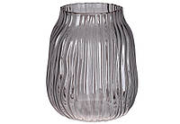 Скляна прозора ваза для квітів та декору 20см димчаста