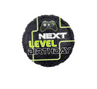 Фольгированный шарик КНР 18"(45 см) Круг "Next Level Birthday" джойстик