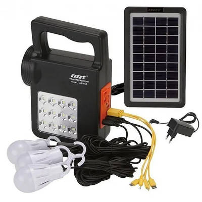 Портативна сонячна автономна система Solar Light AT-158 панель похідний ліхтар радіо павербанк 207085