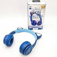 Беспроводные Bluetooth наушники с кошачьими ушками Y 47 (синий)