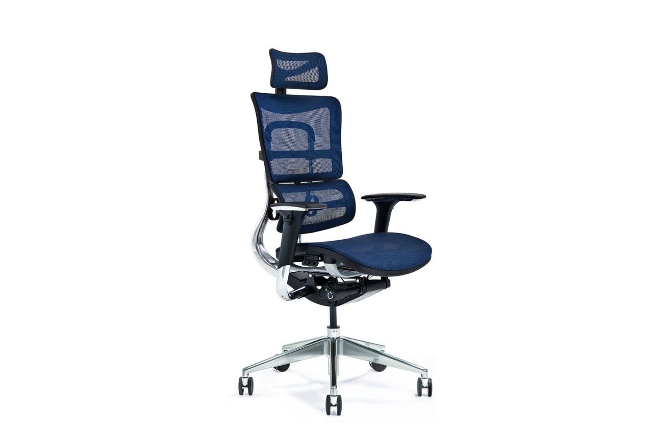 Ергономічне ортопедичне офісне крісло з регулюванням підлокітника Ergo 800-M Темно-синій