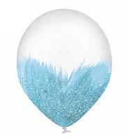 Воздушный шарик "Браш" , Польша, Ø 30 см., цвет - голубой с глиттером