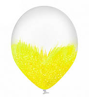 Воздушный шар "Браш" , Польша, Ø 30 см., цвет - жёлтый с глиттером