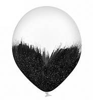 Воздушный шарик "Браш" , Польша, Ø 30 см., цвет - чёрный с глиттером