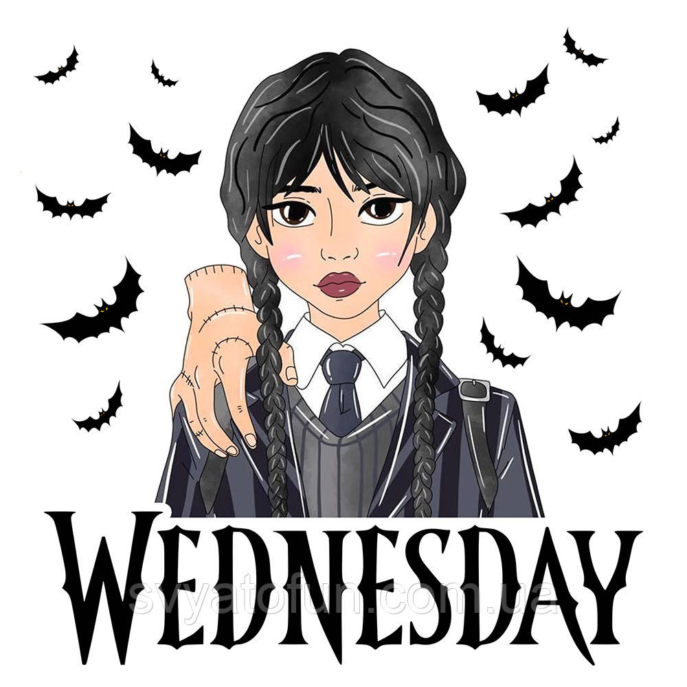 Наклейка на коробку "Венсдей" рука 48х48 см