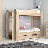 Двоярусне ліжко дитяче Твікс Компаніт 70х190 см дсп дуб-сонома, фото 2