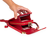 Шкіряна сумка гаманець на шию Eminsa 40241-37-5 з відділенням для телефону червона, фото 6