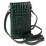 Шкіряна сумка гаманець на шию Eminsa 40241-15-16 з відділенням для телефону зелений, фото 4