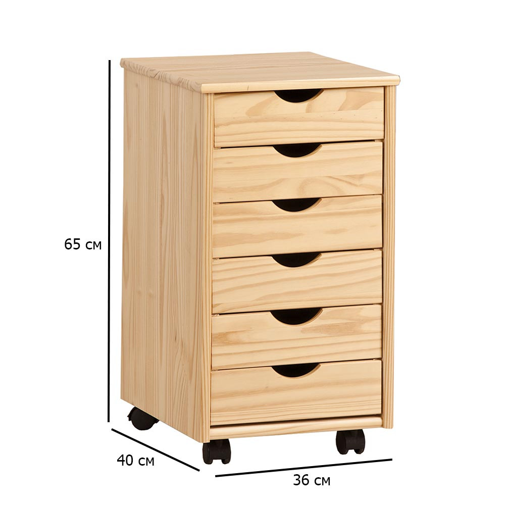 Тумба на коліщатках для письмового столу Халмар Нілс сосна з дерева, фото 1