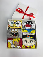 Мультфільм шкарпетки на подарунок 6 пар. Смішні жіночі шкарпетки 36-41. Шкарпетки жіночі з героями мультфільмів, фото 3