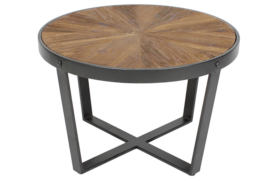 Столик металевий Х'юго з дерев'яною стільницею, 60см, колір - чорний, фото 1