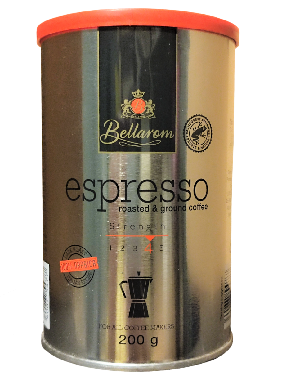 Кава Bellarom Espresso мелена з зерен арабіки 200 грамів у жерстяній банці