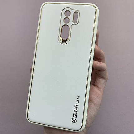 Чохол для Xiaomi Redmi 9 шкіряний матовий чохол із захистом камери на телефон сяомі редмі 9 білий u9h, фото 1