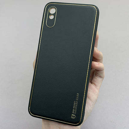 Чохол для Xiaomi Redmi 9A шкіряний матовий чохол із захистом камери на телефон сяомі редмі 9а чорний u9h, фото 1