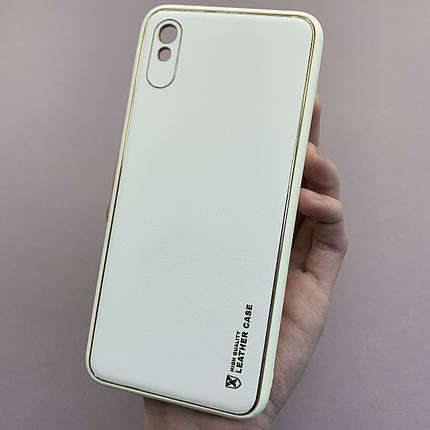 Чохол для Xiaomi Redmi 9A шкіряний матовий чохол із захистом камери на телефон сяомі редмі 9а білий u9h, фото 1