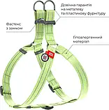 Шлея WAUDOG Re-cotton з QR-паспортом, з відновленої бавовни, світловідбивна, зелена Ш 15, Д 40-55 см, фото 3