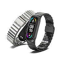 Ремінець для фітнес-браслета Xiaomi Mi Band 5 і 6 металевий із застібкою сріблястий, фото 3