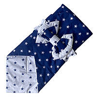 Летний конверт-одеяло на выписку в синем цвете из органического хлопка 80*100 см от Minky Home