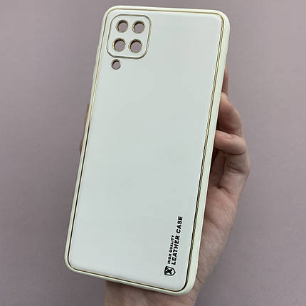 Чохол для Samsung Galaxy A12 шкіряний матовий чохол із захистом камери на телефон самсунг а12 білий u9h, фото 1