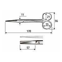 Ножиці 170мм прямі тупокінцеві J-22-102