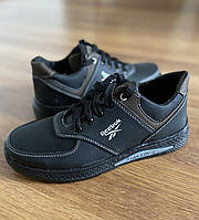 Черные подростковые туфли мужские прошитые удобные львовские ( код 2341 )