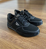 Чорні підліткові кросівки чоловічі прошиті львівські ( код 2341 )