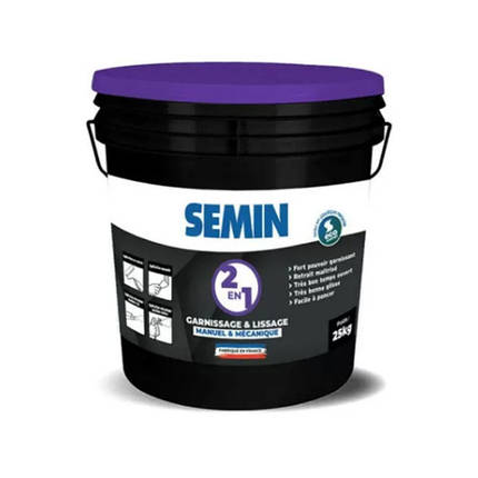 Шпаклівка SEMIN AIRLESS 2 EN 1 G&L, полімерна, для внутрішніх робіт (відро), 25 кг, фото 1