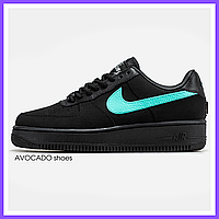 Кроссовки мужские и женские Nike Air Force 1 Low Tiffany & Co black / кеды Найк аир Форс 1 черные низкие