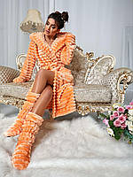 Женский халат с сапожками абрикосового цвета | 5 цветов