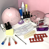 Стартовий набір для манікюру та педикюру, покриття нігтів гель лаком, лампа Sun One фрезер ZS-601