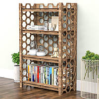 Hexagonica деревянный стеллаж для книг на 4 полки с задней стенкой этажерка Honeycomb (1200В х 750Ш х 365Г)