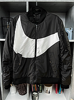 Осенне-весенний мужской бомбер спортивный куртка ветровка короткая черно-белая