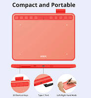 Графический планшет для рисования UGEE S640 красный + перчатка