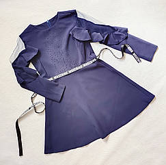 Дитяча шкільна сукня на дівчинку 140,146,152,158 розмір темно-синього кольору