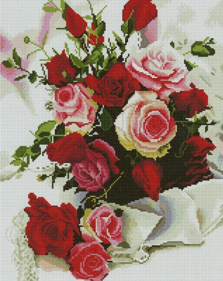 Картина зі страз Алмазна мозаіка Рози (OSF009) 40 х 50 см (Без підрамника), фото 1