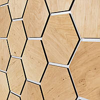 Hexagonica Дерев'яні Стінові Панелі Соти Вільха Світла (1 кв.м.), декоративні панелі соти, 3д панелі для стін