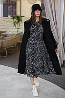 Пальто эко букле женское длинное черное демисезон L-XL, 2000000171258