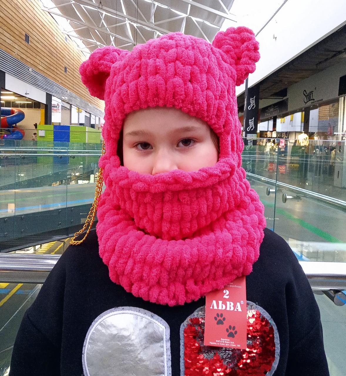 Шапка-балаклава малина, фото 1