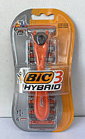 Станок мужской для бритья Bic 3 Hybrid ручка + 6 картриджей